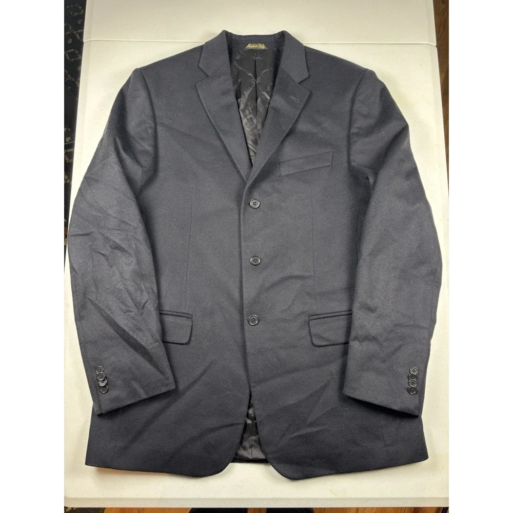 Mario Caldi 100% Cashmere Blazer‎ Men's Sz 52L Black Made In Italy Double Vent